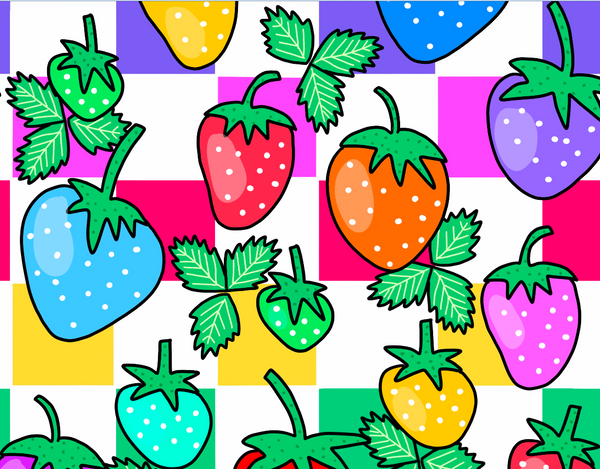 2101 strawberries, rainbow checker