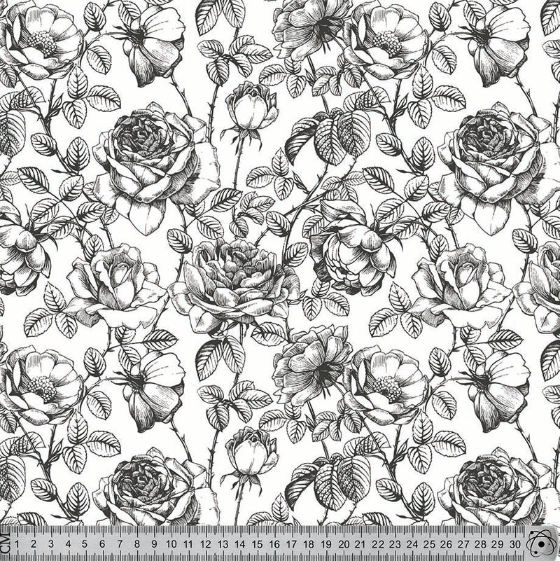 A73 Vintage Black and White floral.