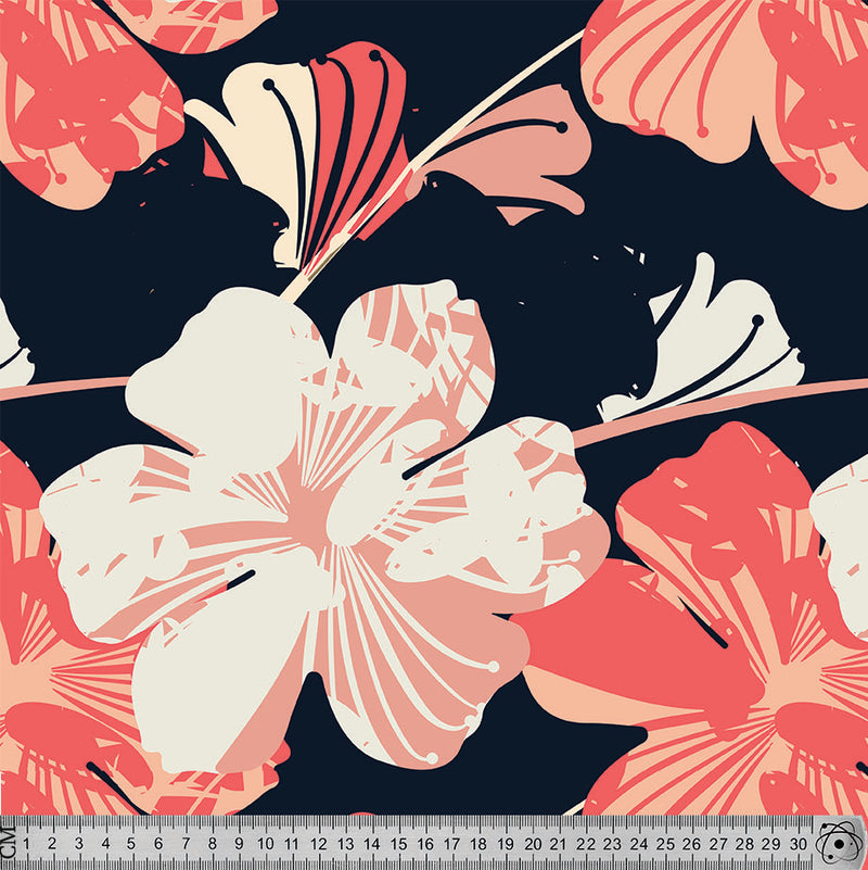 F1 Abstract Tropical floral on Navy.