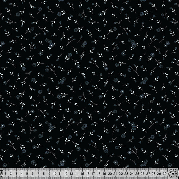 F2 Black and Grey Ditsy Floral.