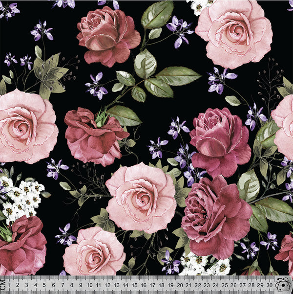 F39 Floral Roses mix on Black.