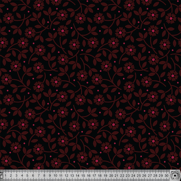 F59 Red And Black Mid ditsy Floral.