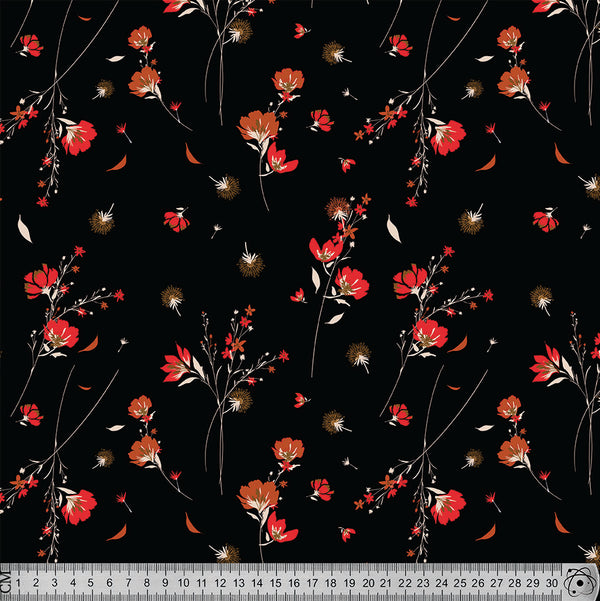 F63 Red Floral on Black.