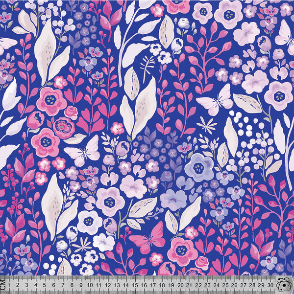 F71 Royal Blue and Pink Floral.