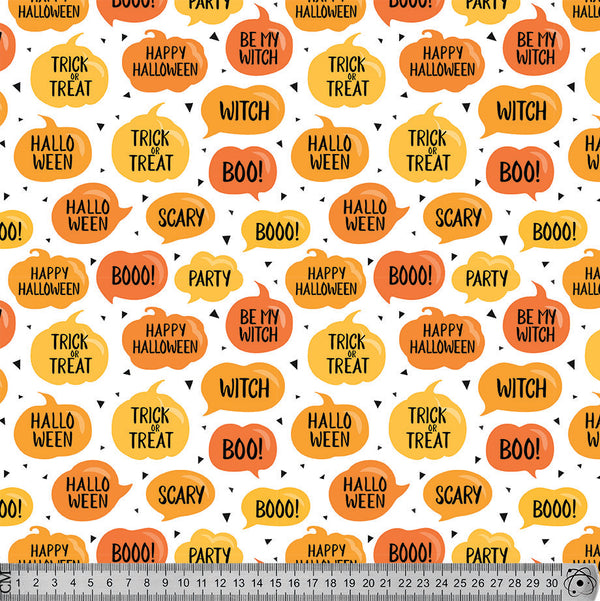 Halloween speech orange and white.