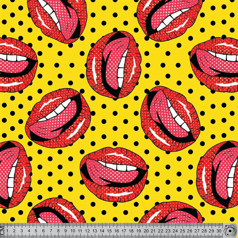 LYP1 Lips on Yellow Polka dot Print.