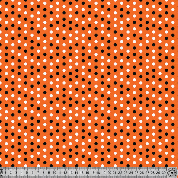 Orange black white polka dot.