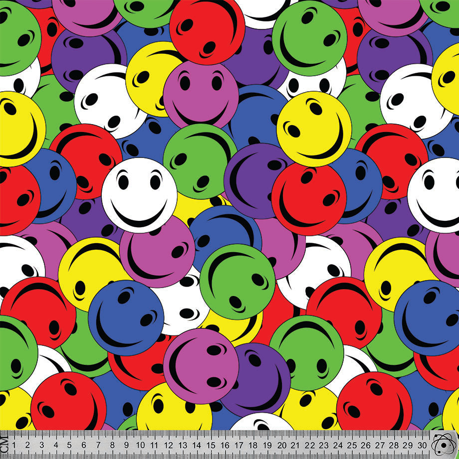 Smiley multi colour pattern. – Fabricsverse