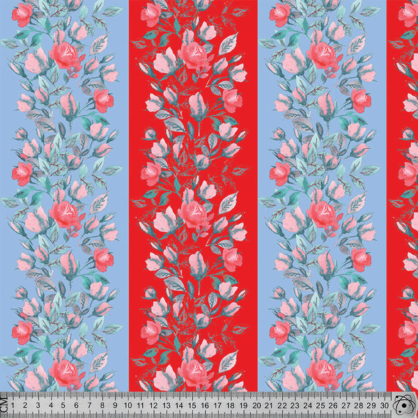 V6124 Red Blue ditsy Flowers.