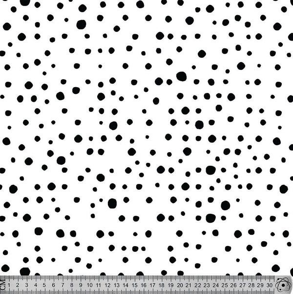 black dots on white.