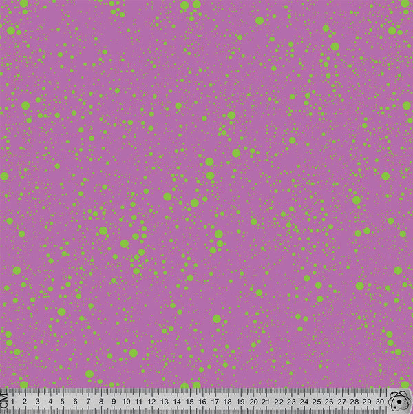 green splats on purple.