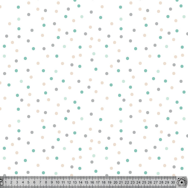 random grey green peach polkadots.