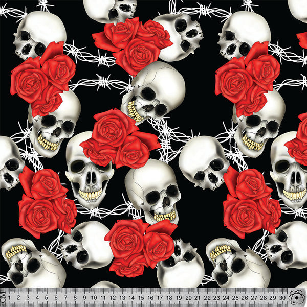 skull-rose pattern black.