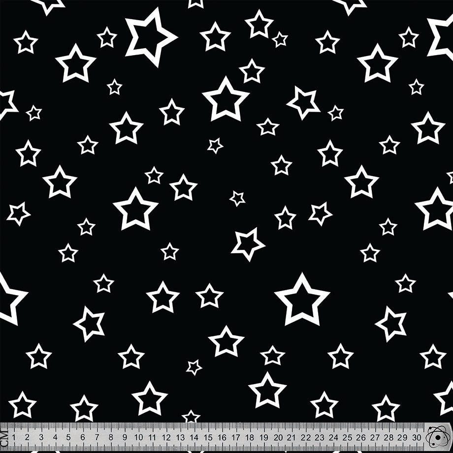 stars white - black pattern. – Fabricsverse